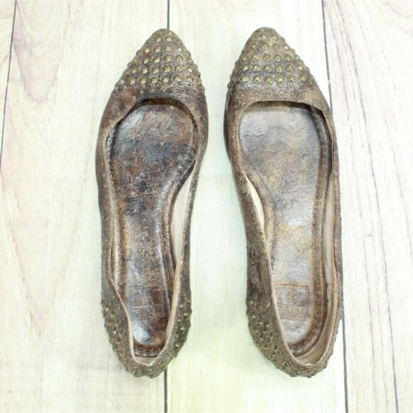 Frye Regina Studded Ballet Flat Brown Size 6 M - Picture 8 of 9